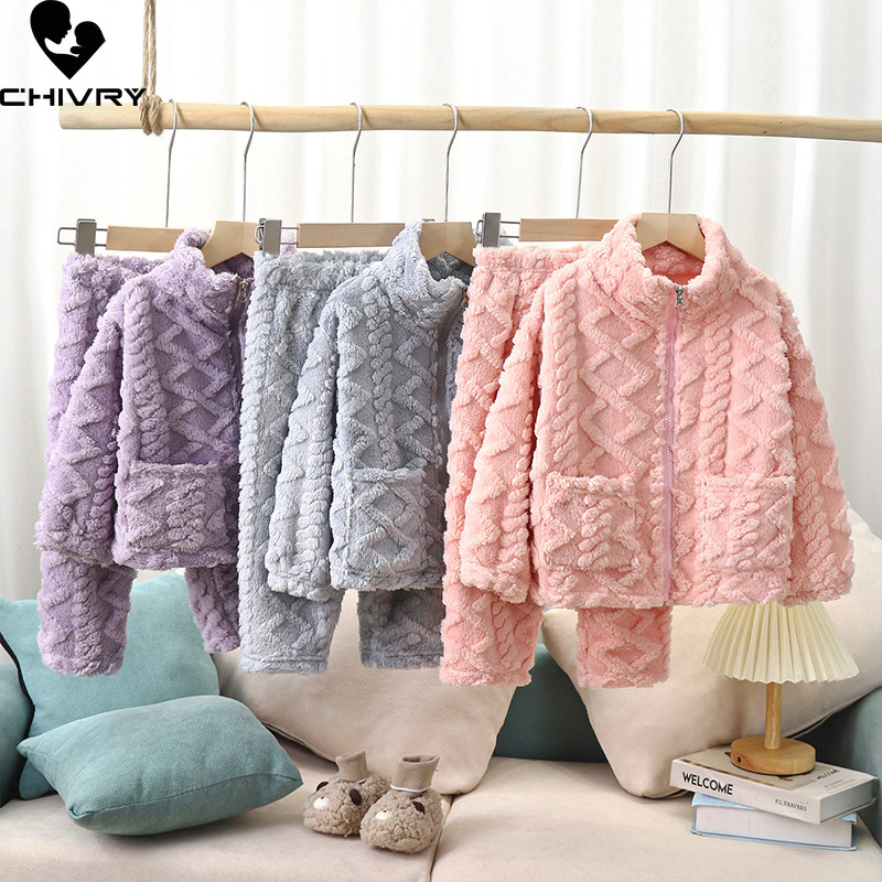 Winter Clothing For Toddlers - Новинка, детские зимние утепленные фланелевые пижамы,