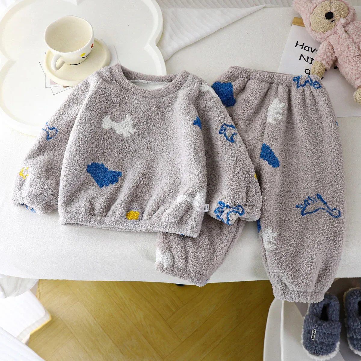 Winter Clothing For Toddlers - Детская утепленная флисовая Пижама, с круглым